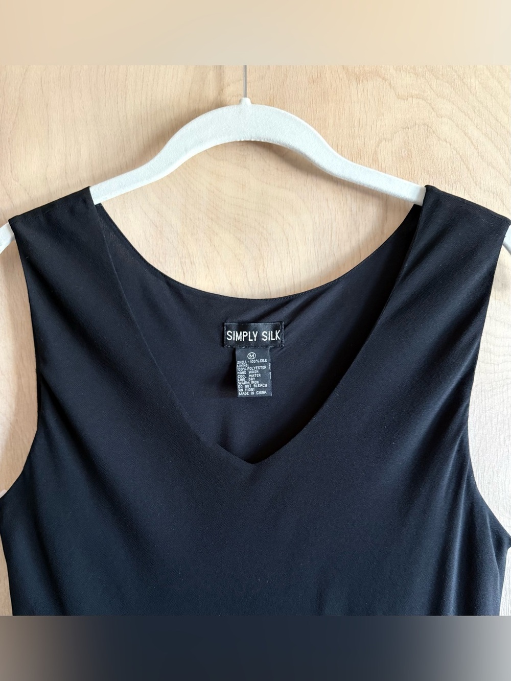Vintage Simply Silk Black Slip Dress Midi Sleeveless V-Neck Women’s M Elegant - Picture 3 of 8
